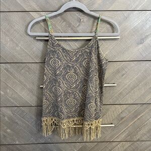 Gimmicks by BKE Black and Gold Patterned Camisole